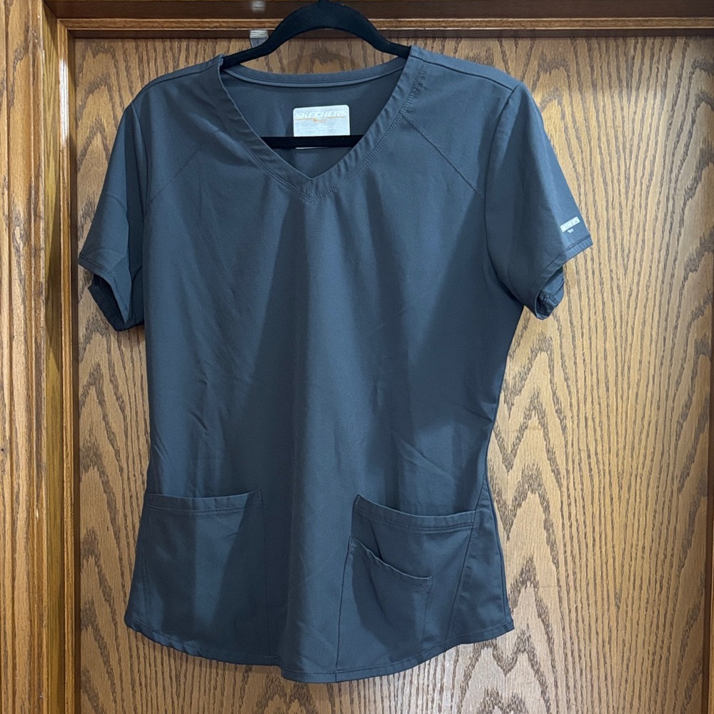 Skechers Charcoal Short Sleeve Women's Scrub Top